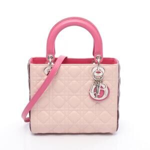 Dior LADY Leather Handbag Pink Bordeaux